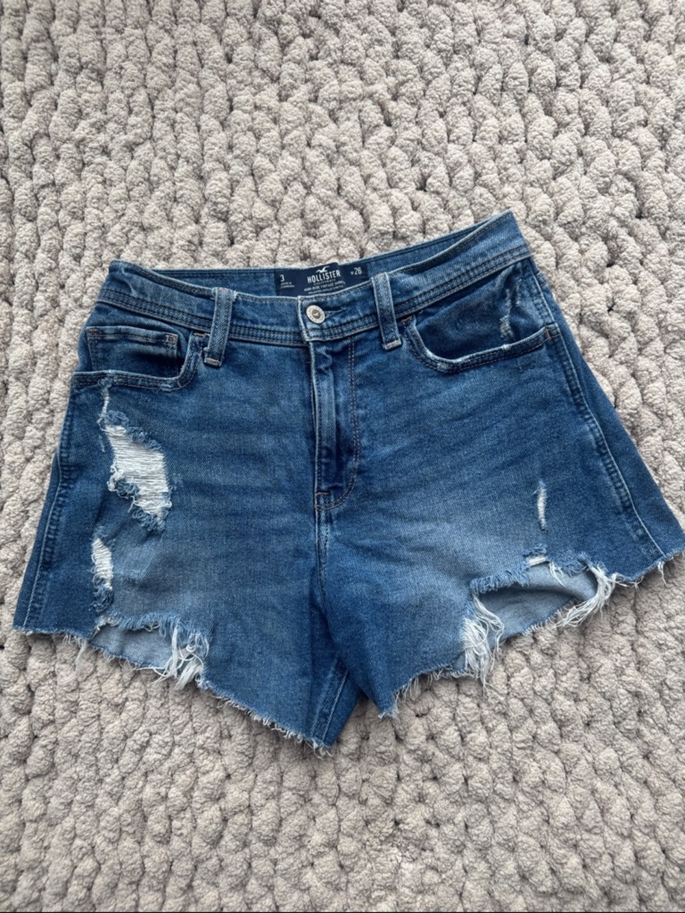 Hollister Women's Medium Wash Distressed Denim Cutoff Shorts